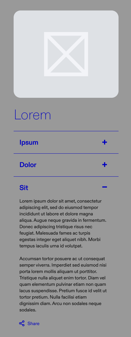 Mobile accordion component layout.